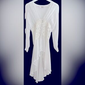 VICTORIA SECRET VINTAGE WHITE SHEER CHIFFON SMALL ROBE